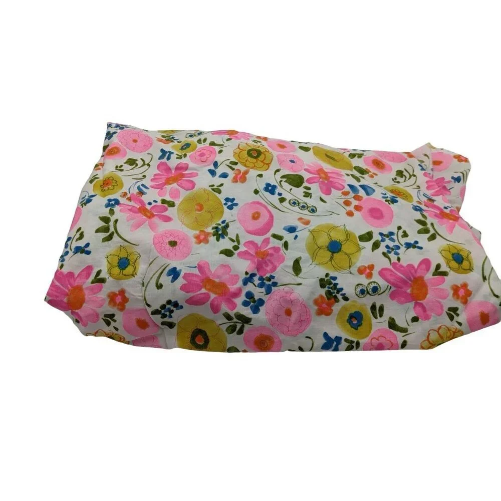vtg M Lowenstein & Sons Fabric floral flower 70's cottage 44 x 4.5 yards pink fl